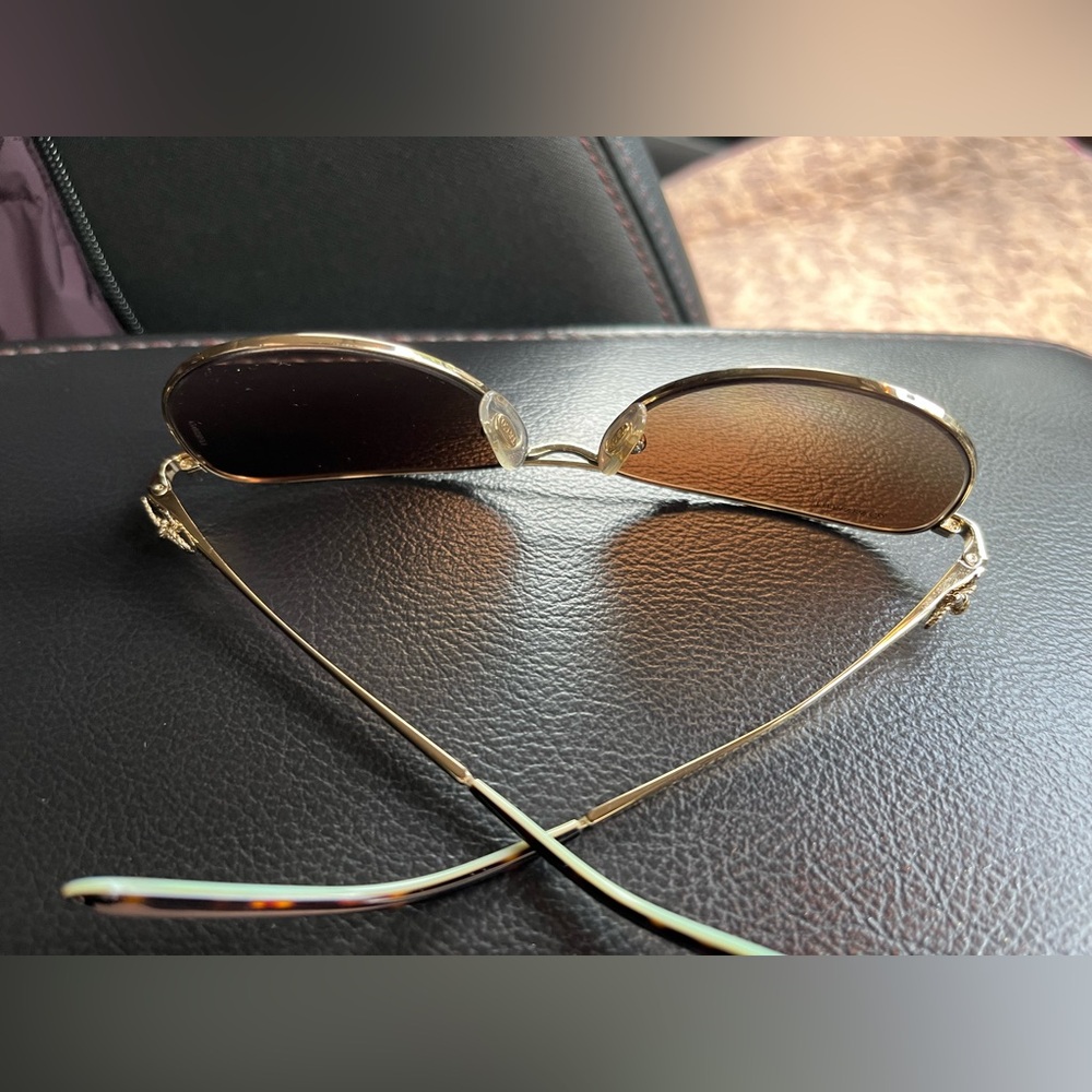 Tiffany & Co. Gold and Brown Sunglasses - Picture 4 of 12
